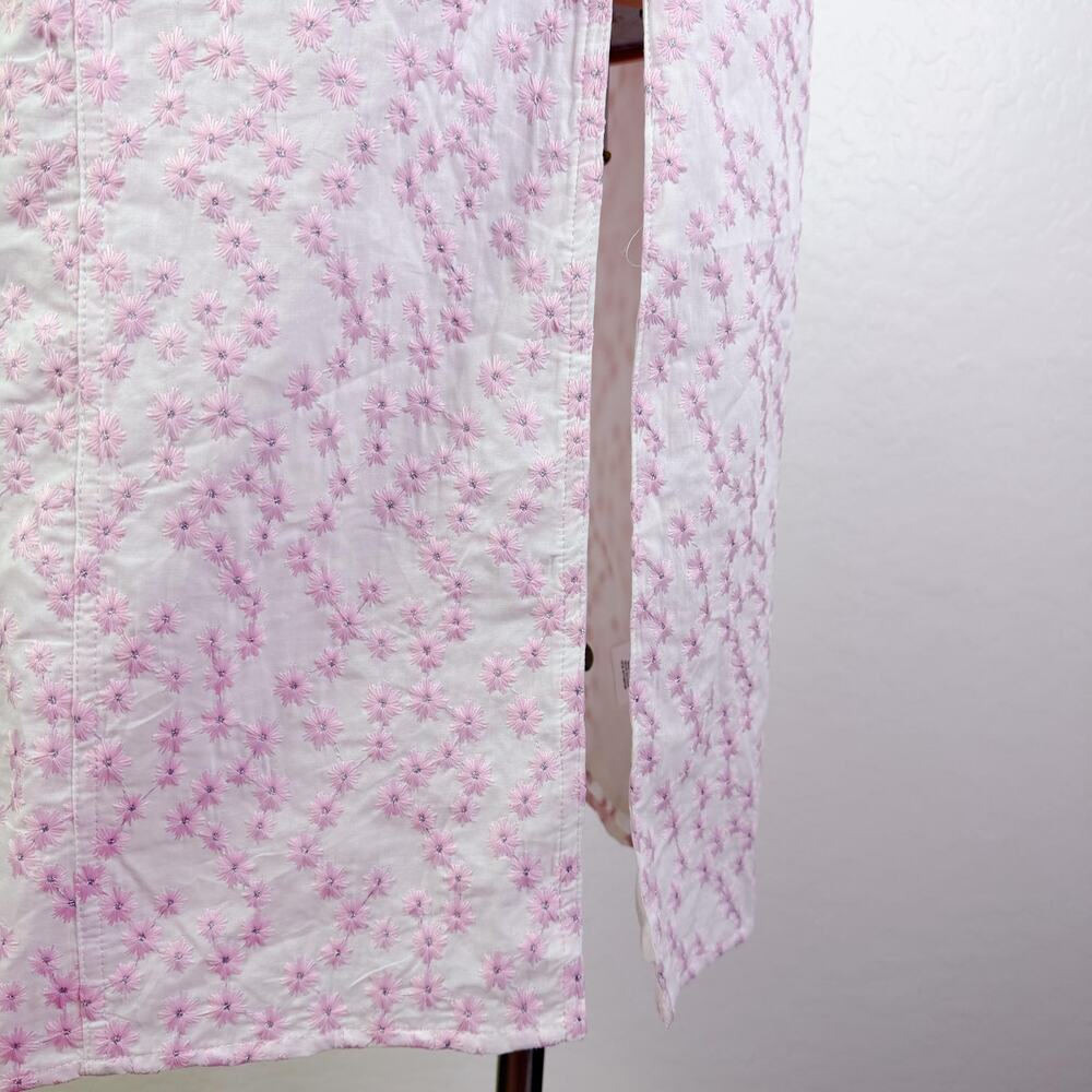 GB Embroidered Floral Midi Dress Regencycore Coquette Cottage Light Pink XS NWT - Picture 5 of 12